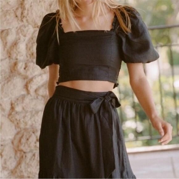 Jason Wu Black Square Neckline Puff Sleeve Top XL - Picture 7 of 7